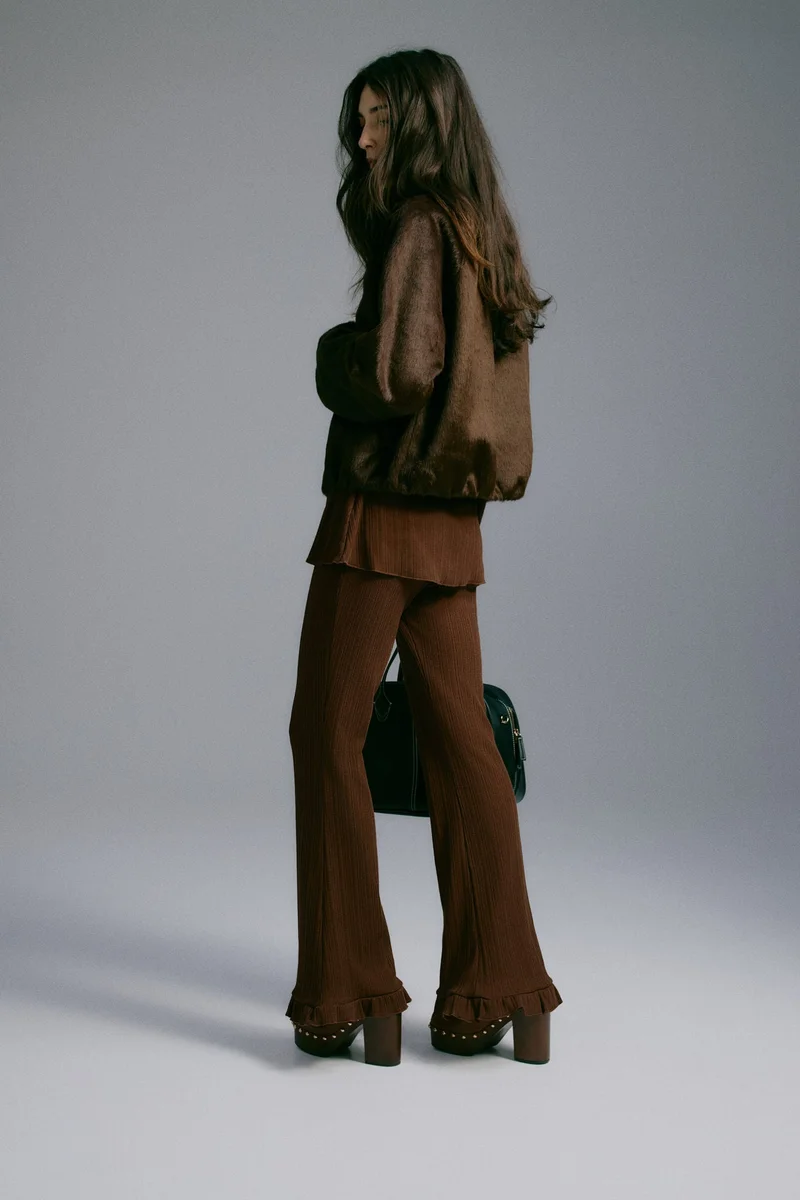 H&M Flared rib-knit trousers