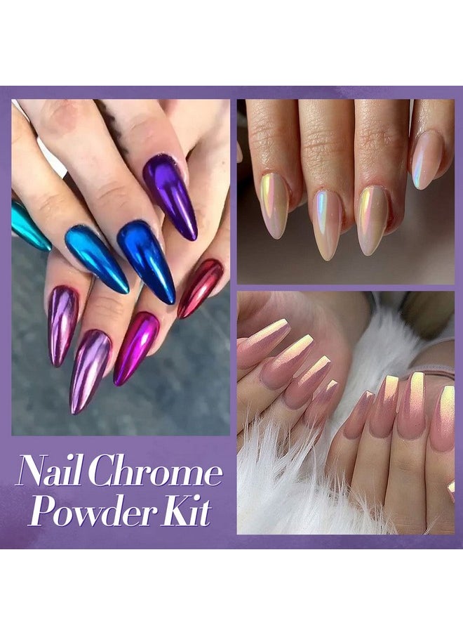 بورن بريتي بودرة أظافر BORN PRETTY كروم، مرآة معدنية، بودرة أظافر حرباء، بودرة أظافر حورية البحر أورورا، صبغة لفن الأظافر، طلاء جل مانيكير، زينة فن الأظافر، 9 عبوات  - Image 3