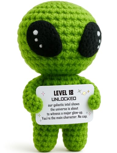 MAMAGIFTREE Unique 18th Birthday Gifts for Him & Her – Officially an Adult Gift for Daughter, Son & Friend – Handmade Crochet Alien Decoration - Image 1