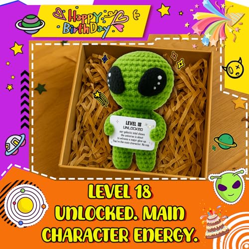 MAMAGIFTREE Unique 18th Birthday Gifts for Him & Her – Officially an Adult Gift for Daughter, Son & Friend – Handmade Crochet Alien Decoration - Image 2
