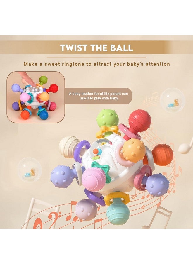 StarAndDaisy Teether Teething Toys For Baby 6-12 Months Kids, Soft Silicone & Bpa Free (Mball-Red-Multicolor) - Image 3