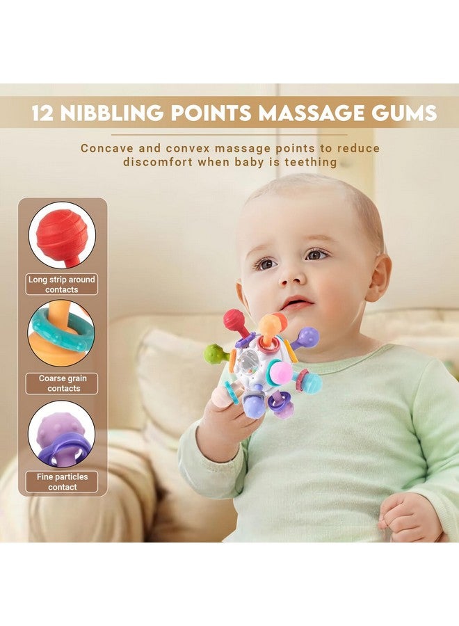 StarAndDaisy Teether Teething Toys For Baby 6-12 Months Kids, Soft Silicone & Bpa Free (Mball-Red-Multicolor) - Image 2