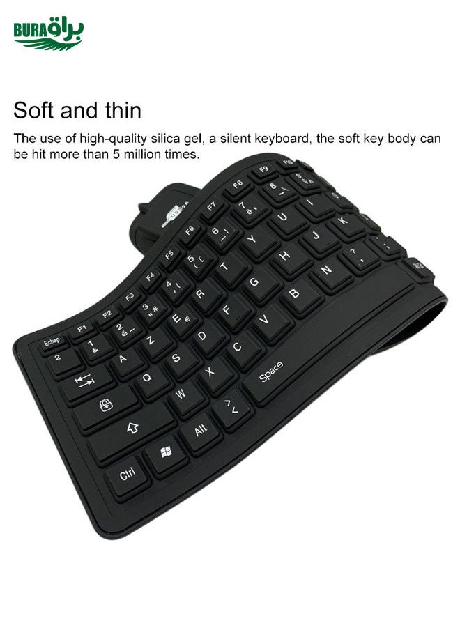 BURAQ 103 Key French USB Wired Silicone Waterproof Keyboard Desktop Notebook Keyboard, Cable Length: 1.5m  - Image 4