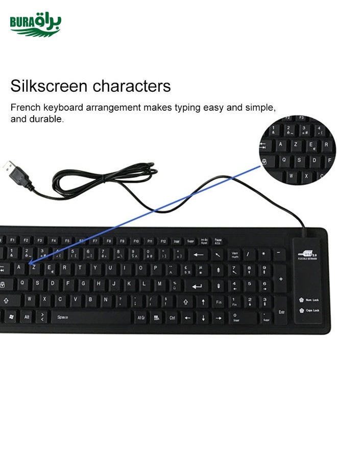 BURAQ 103 Key French USB Wired Silicone Waterproof Keyboard Desktop Notebook Keyboard, Cable Length: 1.5m  - Image 5