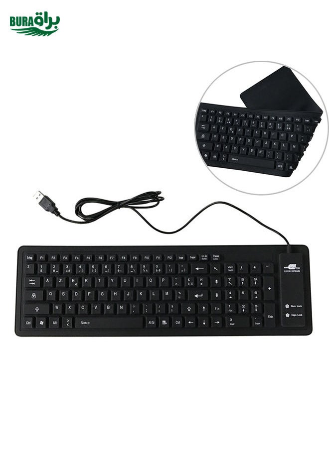 BURAQ 103 Key French USB Wired Silicone Waterproof Keyboard Desktop Notebook Keyboard, Cable Length: 1.5m  - Image 1