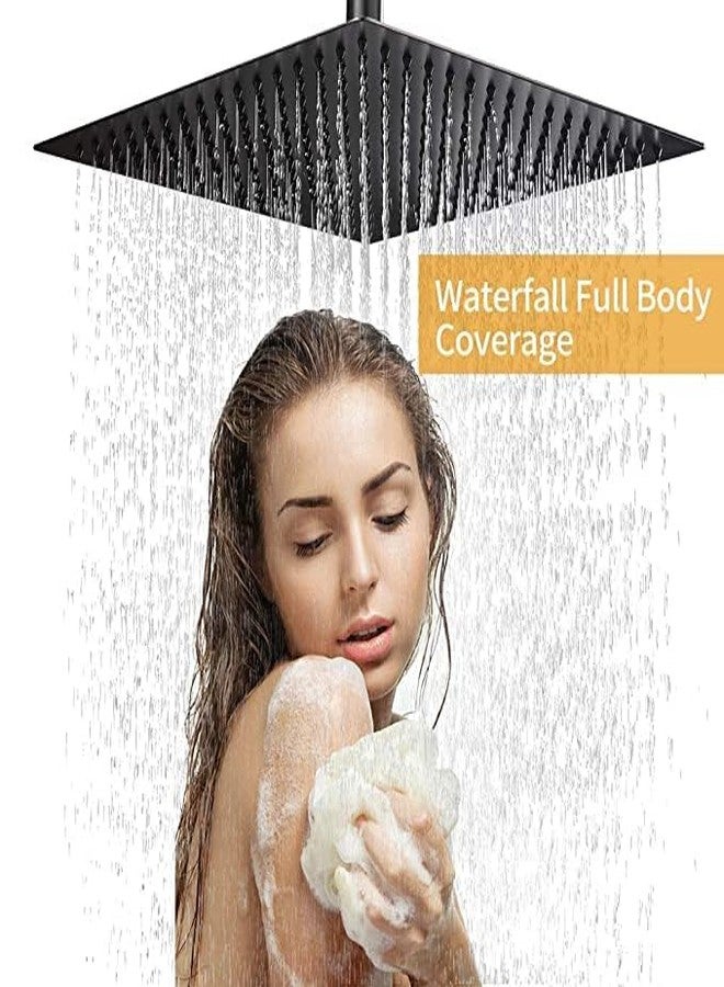 TOSCH Stainless Steel 304 12X12 INCHES Showerhead Grade High Pressure Square BLACK Extra Heavy Rainfall Ultra Slim Ceiling or Wall mount Overhead Shower Only (WITHOUT ARM) Black matte Finish (Series-Super Heavy) - Image 4