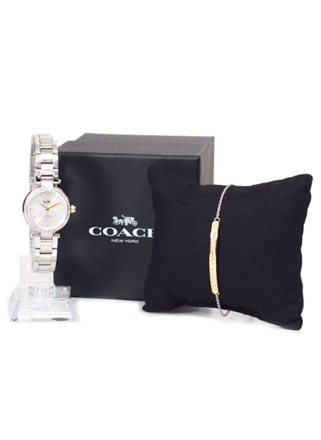 COACH - ساعة كوتش النسائية الفضية البيضاء ذات العلبة المستديرة - 14000092 - Image 1