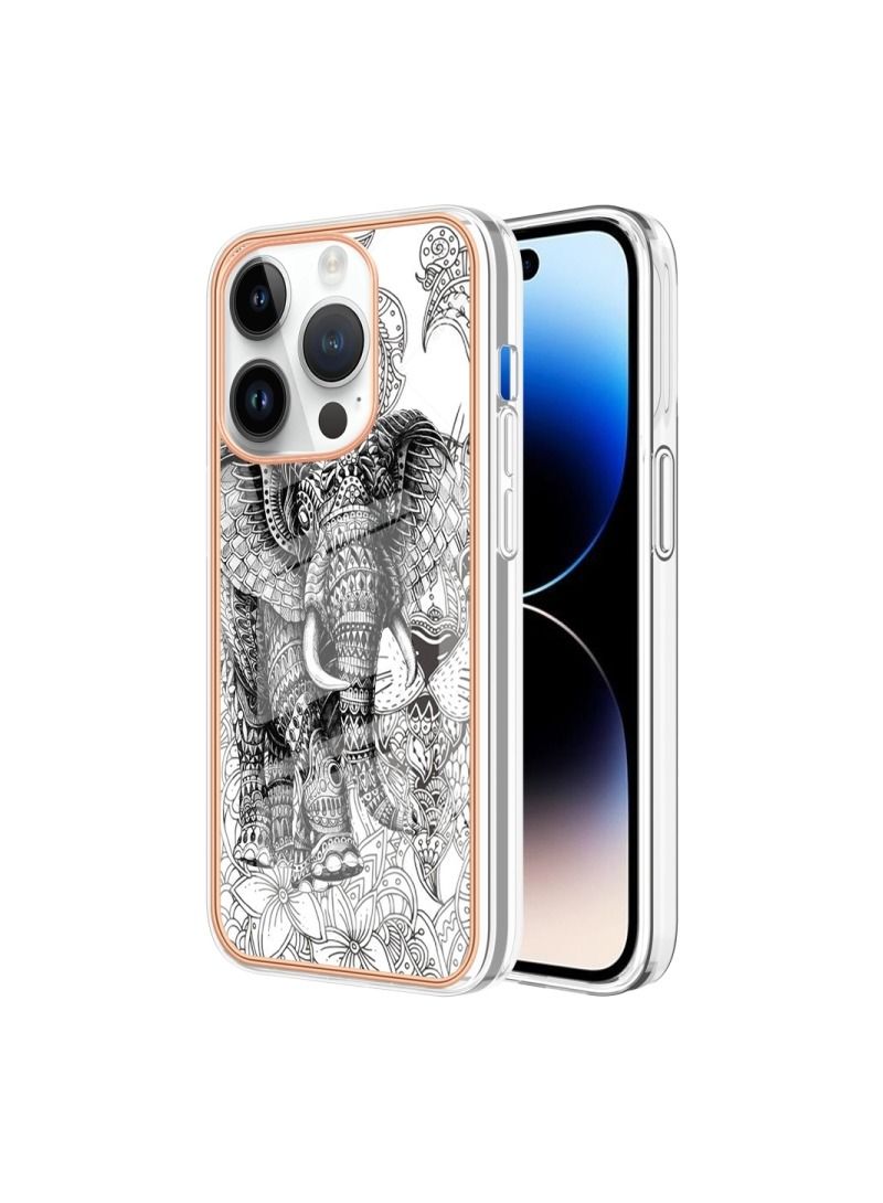 فيسوس جراب هاتف IMD مطلي بالرخام مزدوج الجانب لهاتف iPhone 15 Pro Max (طوطم فيل)