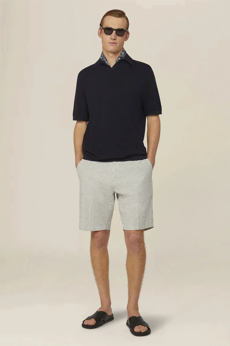 Doppelganger Blue Men's polo shirt in 100% cotton honeycomb knit with Derby collar - Dk Blue for Men | Best Price UAE