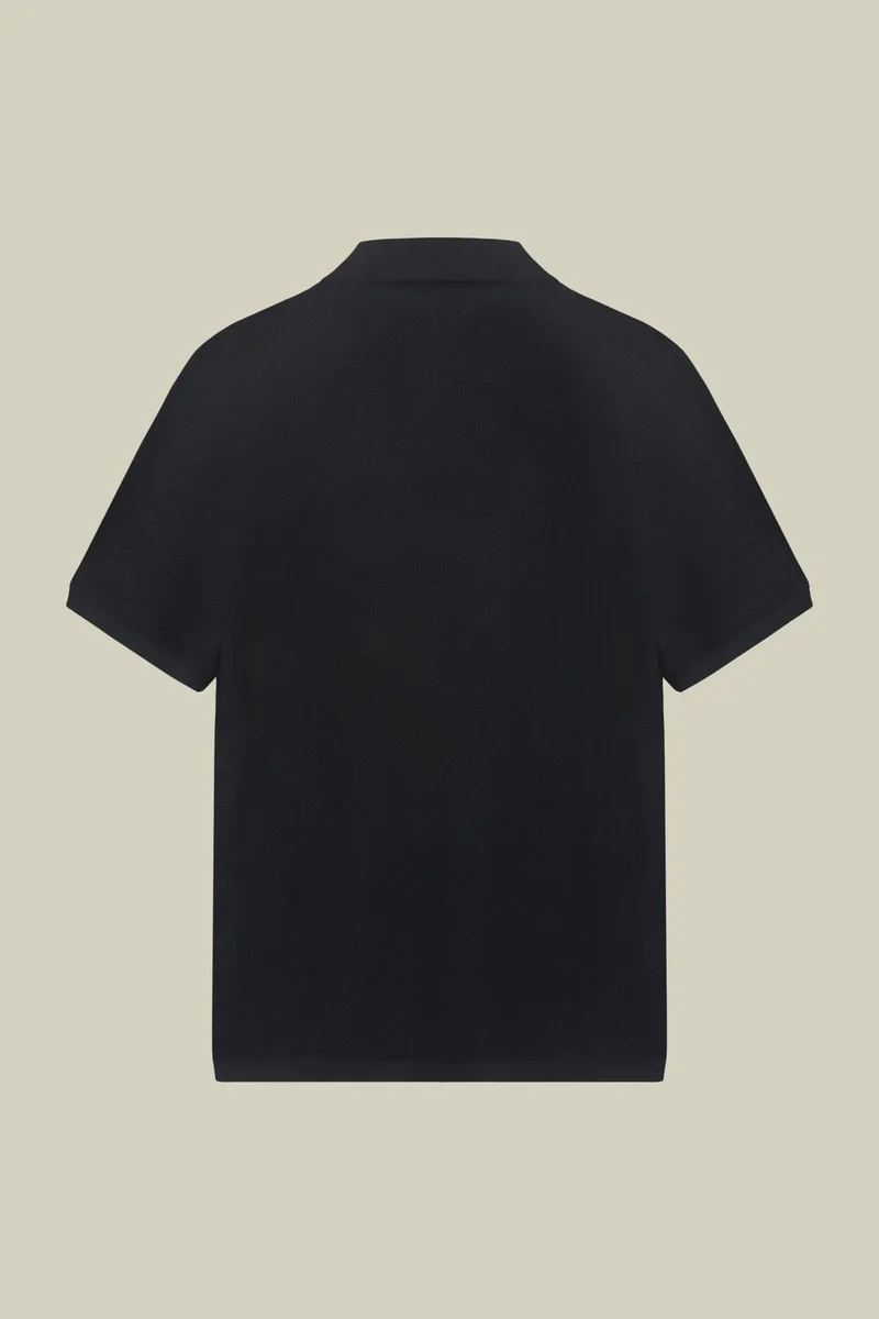 Doppelganger Blue Men's polo shirt in 100% cotton honeycomb knit with Derby collar - Dk Blue for Men | Best Price UAE