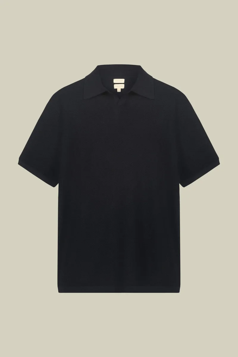 Doppelganger Blue Men's polo shirt in 100% cotton honeycomb knit with Derby collar - Dk Blue for Men | Best Price UAE