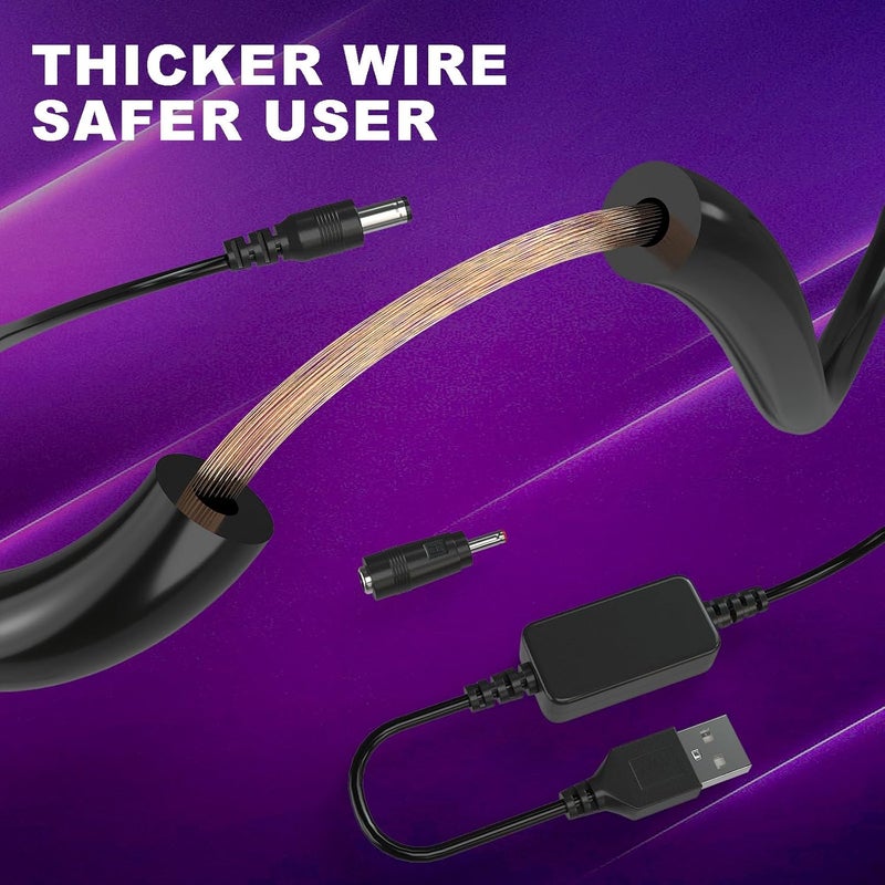 دروك DROK USB إلى 9 فولت محول - 5 فولت إلى 9 فولت DC محول رفع الجهد 1.5 أمبير، 1.1 م كابل USB محول رفع الجهد مع قابس ذكر DC 5.5 × 2.5 ملم ومحول مقبس 3.5 ملم - Image 4