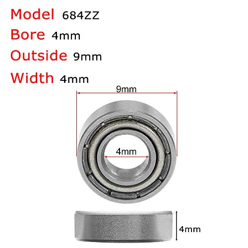 Donepart 684ZZ Small Bearings 4mm x 9mm x 4mm Double Shielded and Pre-Lubricated Deep Groove Ball Bearing (20 Pcs) - Image 3
