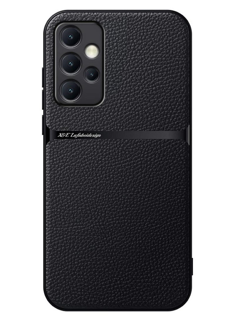 جراب سيليكون من الجلد الصناعي مقاوم للصدمات متوافق مع samsung Galaxy a52s/a52 (اسود) - Image 1