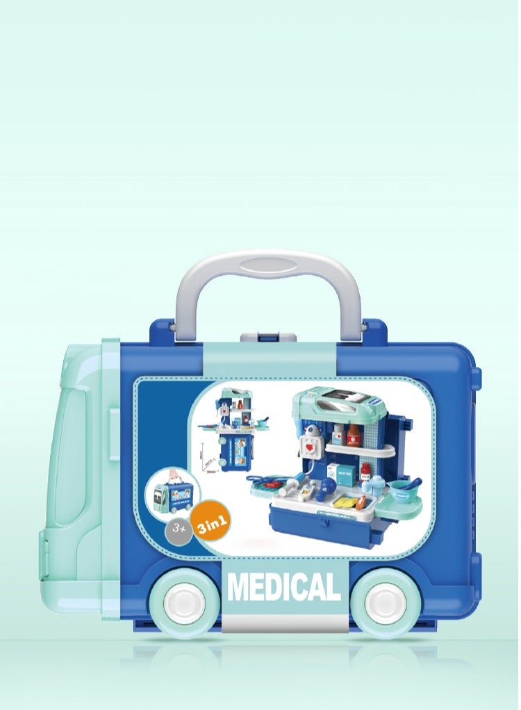 بوا مجموعة لعب الطبيب المكونة من 29 قطعة بتصميم حافلة للأطفال - Image 3