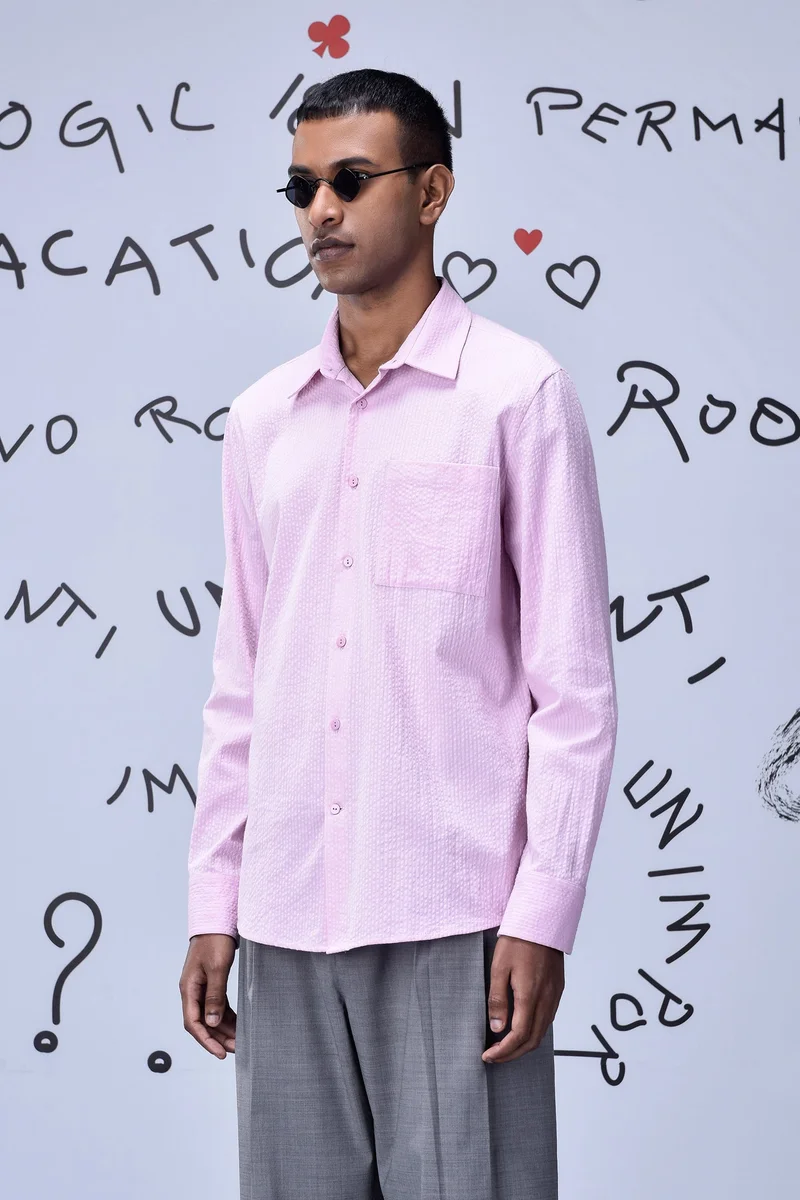 Genes Lecoanet Hemant Solid Regular Fit Shirt- Smoothie Pink