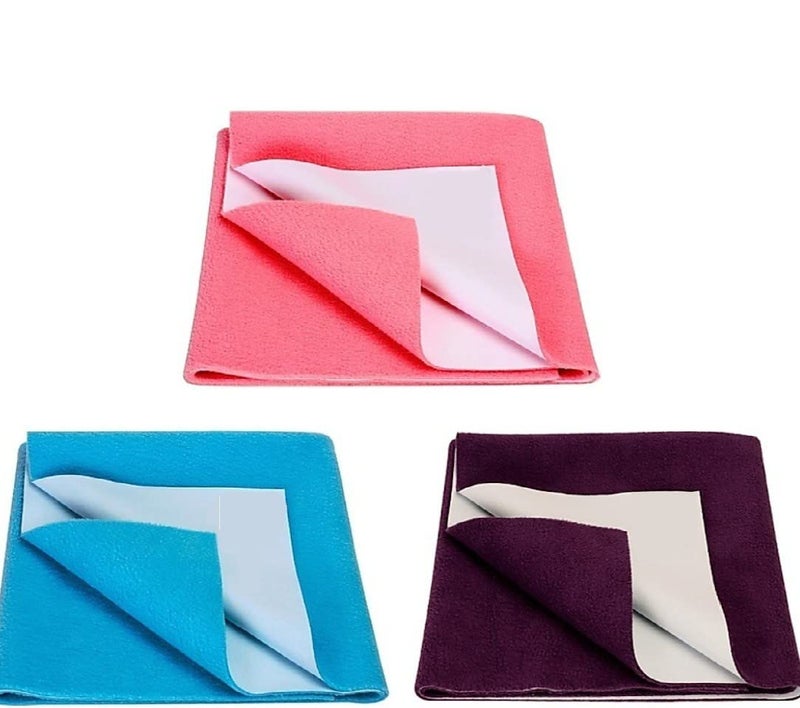 STARDIVE Fleece New Born Baby Waterproof Drysheet Pack of 3 Urine Absorbent Sheet Bed Mattress Protector Sheet for Babies 5070 cm Multicolor36