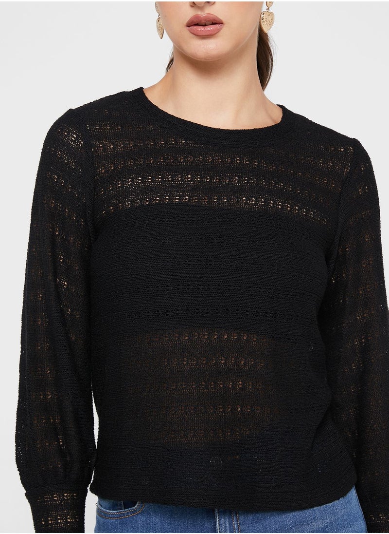 VERO MODA - Round Neck Textured Top - Image 1