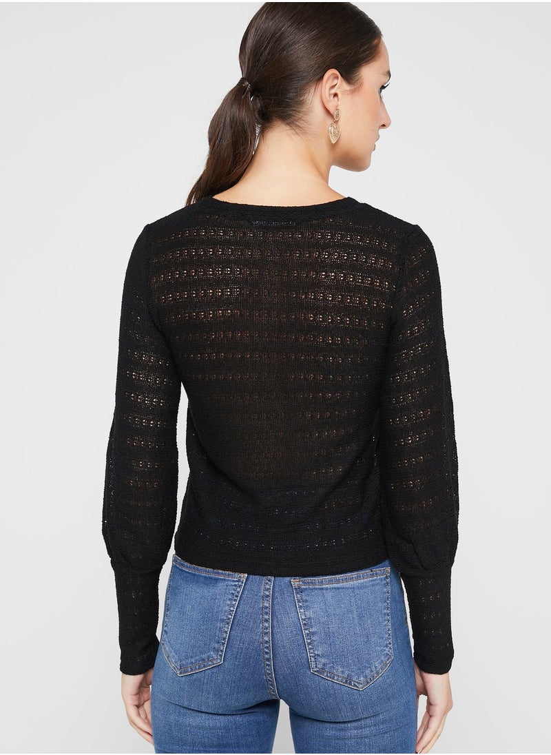VERO MODA - Round Neck Textured Top - Image 1