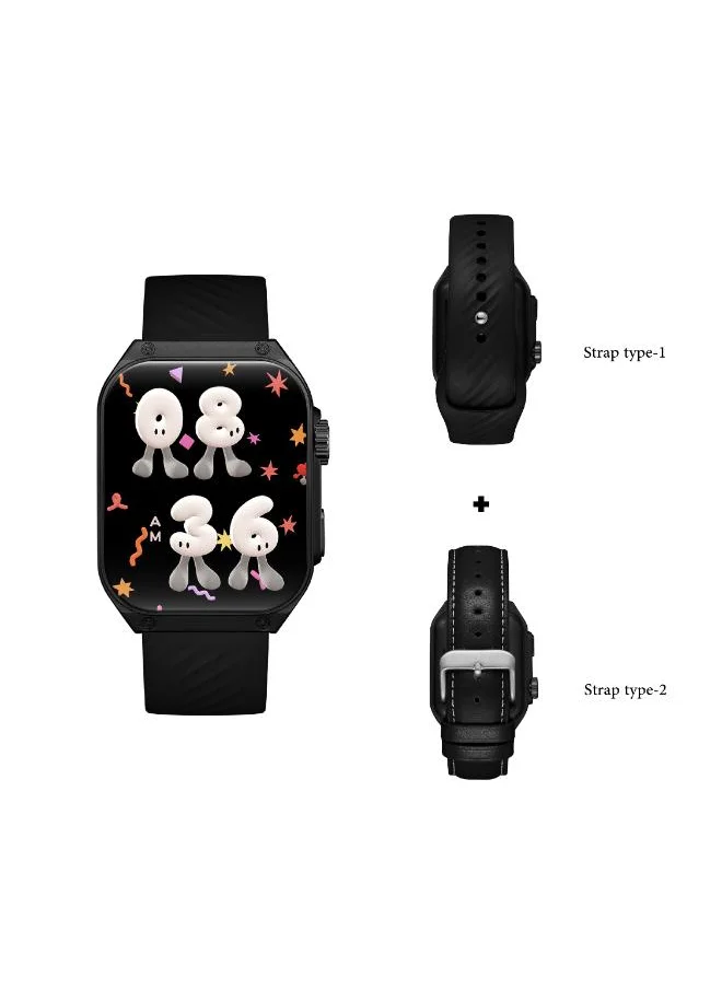 KENNETH SCOTT Kenneth Scott KCRV10-XSBBB Unisex Smart Display Watch & Leather & Silicone Strap Black