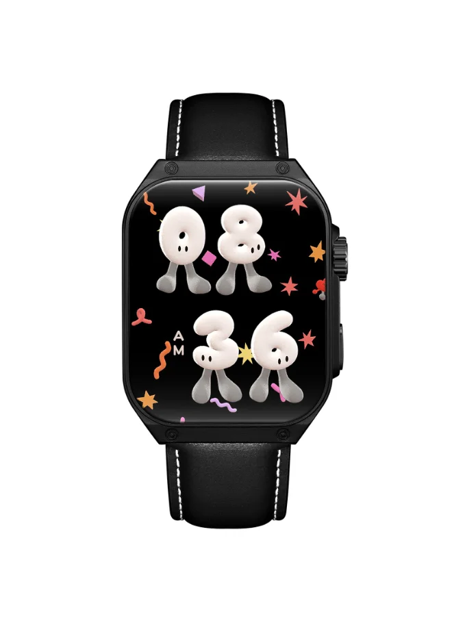 KENNETH SCOTT Unisex's Smart Display Watch With Black Leather & Silicone Strap - KCRV10-XSBBB