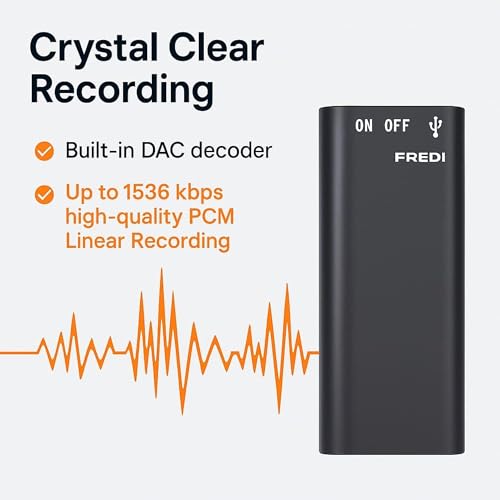 FREDI HD PLUS Mini Digital Audio Recorder with 8GB Built-in Memory | Compact & Portable Voice Recorder | Voice Activated Recording | One-Click Operation | Ideal for Meetings, Lectures & Outdoor Use - Image 5
