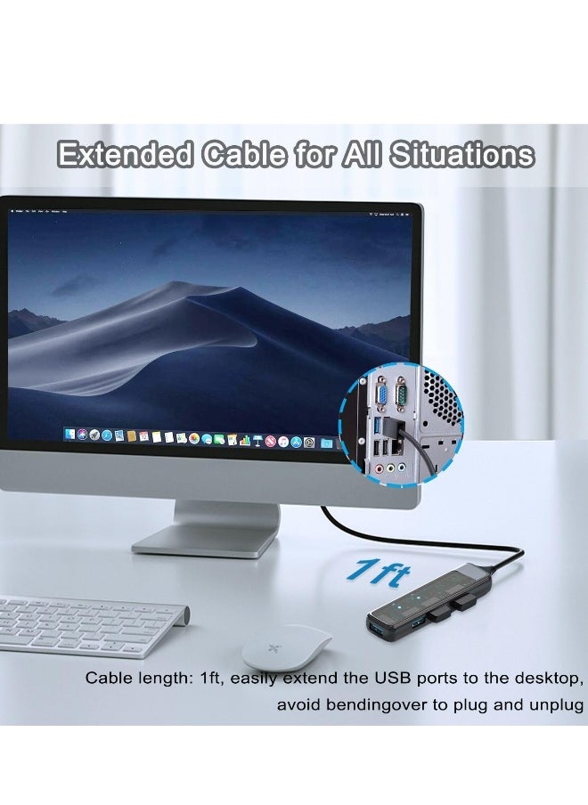 ماركة غير محددة - محور USB 3.0 شفاف، موزع وموسع 4 منافذ USB لجهاز الكمبيوتر المحمول، الكمبيوتر، PS4/5، Xbox، HDD، الطابعة، الكاميرا، لوحة المفاتيح، والفأرة - نقل بيانات عالي السرعة وتوافق مرن - Image 1