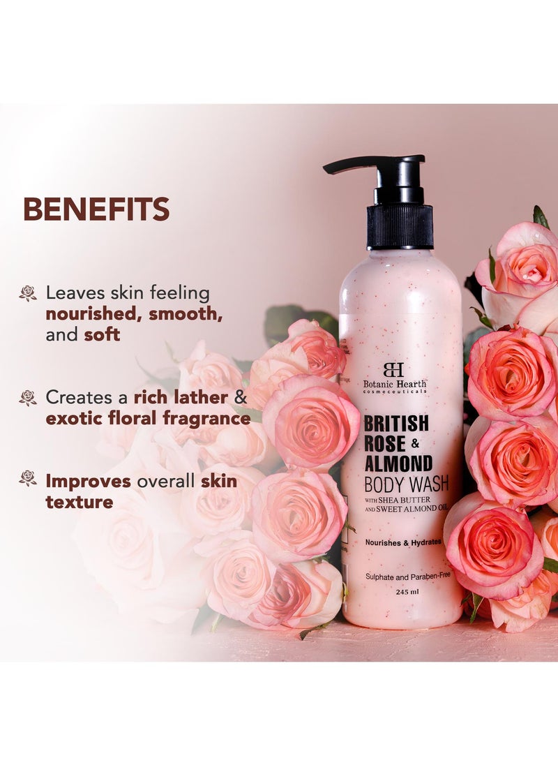 Botanic Hearth Botanic Hearth British Rose & Almond Body Wash with Shea Butter | 
Moisturizing Body Wash Shower Gel for Softer, Smoother Skin | Sulfate & 
Paraben Free | for Women & Men | 245ml  - Image 5