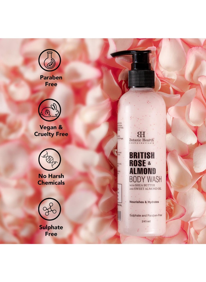Botanic Hearth - Botanic Hearth British Rose & Almond Body Wash with Shea Butter | 
Moisturizing Body Wash Shower Gel for Softer, Smoother Skin | Sulfate & 
Paraben Free | for Women & Men | 245ml - Image 1