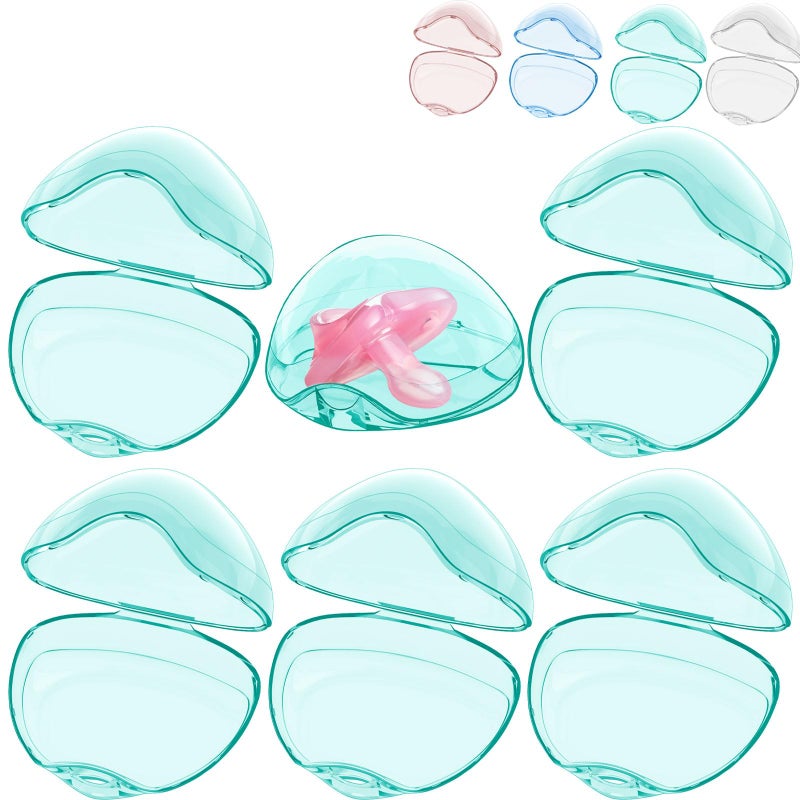 Smlpuame Pacifier Case,6 Pack BPA Free Pacifier Holder Case,Transparent Container Box for Baby Binkyï¼ˆNot Included),Essential Pacifier Accessories,Alway Keep Paci Clean,Easy to Clean(Green) - Image 1