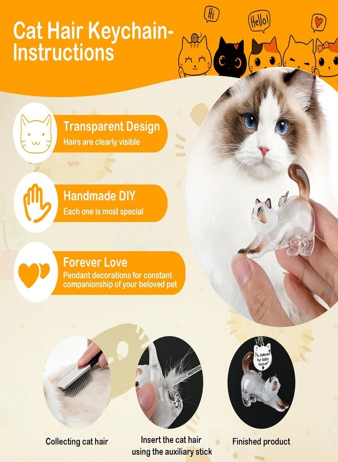 howaukf 1 Set Cat Hair Storage and Photo Frame Keychain, Pet Fur Keychain, Memory Locket, Pet Hair Memorial Keepsake, Cat Lover Collecting Gift (Long-Haired Style) - Image 2