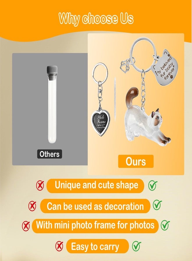 howaukf 1 Set Cat Hair Storage and Photo Frame Keychain, Pet Fur Keychain, Memory Locket, Pet Hair Memorial Keepsake, Cat Lover Collecting Gift (Long-Haired Style) - Image 5