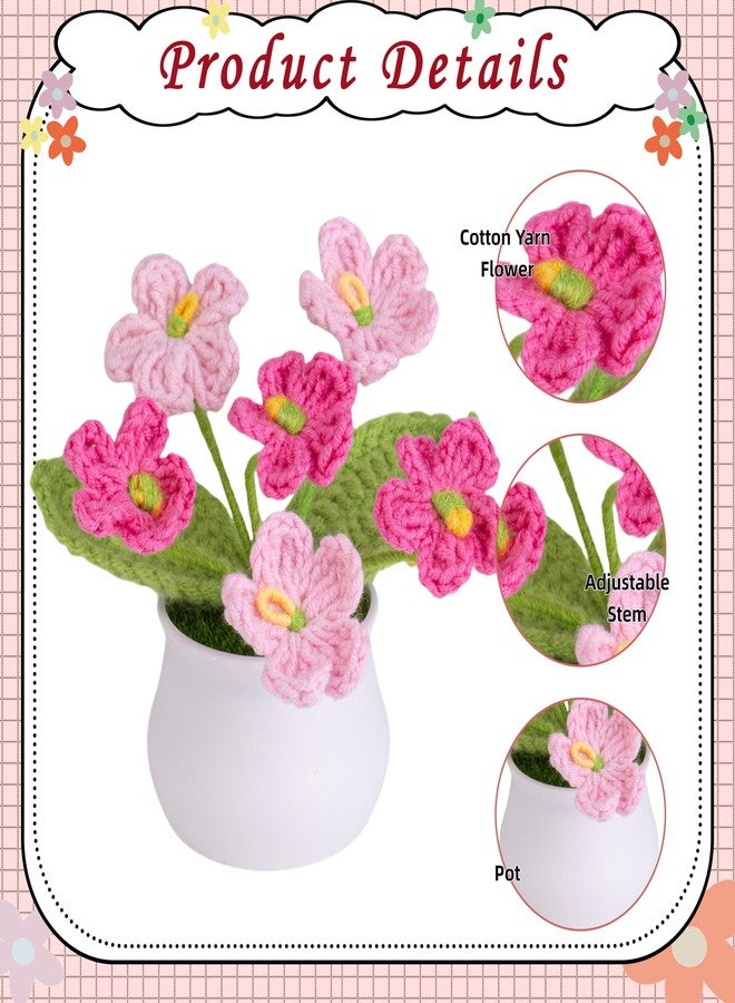 LAIDANLA Crochet Forget Me Not Flower, Mini Gradient Pink Potted Plant, Handmade Gifts for Women, Teacher, Birthday, Graduation, Christmas, Office Home Car Decor - Image 5
