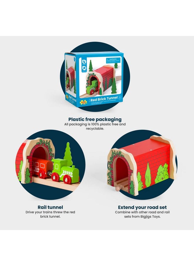Bigjigs Rail Bigjigs Rail Red Brick Tunnel, Wooden Toys, Train Set, Train Tunnel, Wooden Train Track Accessories, Bigjigs Accessories, Train Toys, Train Tunnel for Kids  - Image 4