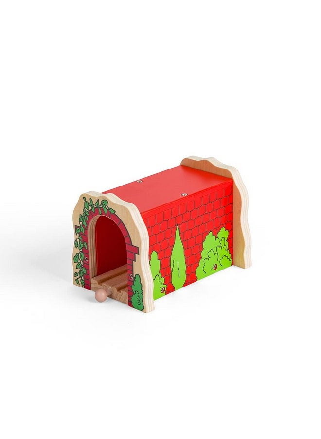 Bigjigs Rail Bigjigs Rail Red Brick Tunnel, Wooden Toys, Train Set, Train Tunnel, Wooden Train Track Accessories, Bigjigs Accessories, Train Toys, Train Tunnel for Kids  - Image 1