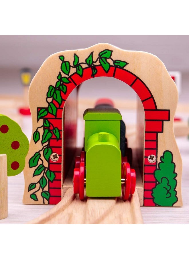 Bigjigs Rail Bigjigs Rail Red Brick Tunnel, Wooden Toys, Train Set, Train Tunnel, Wooden Train Track Accessories, Bigjigs Accessories, Train Toys, Train Tunnel for Kids  - Image 2