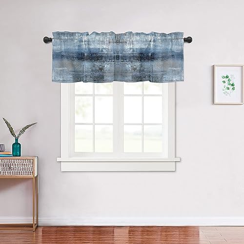 debraleye Navy Blue Window Valances, Abstract Art Valances for Windows Treatment Decor, Farmhouse Rod Pocket Decorative Curtain Valance for Bathroom Bedroom Living Room, 54 X 18 in Blue, 1 Panel - Image 4