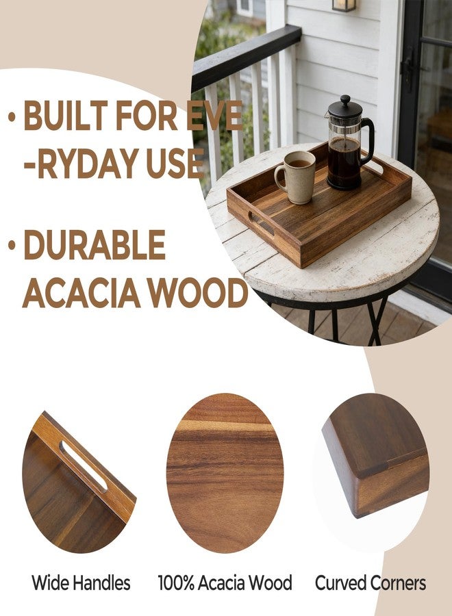 S310 Acacia Wood Serving Tray with Handles, 17 Inch Wooden Tray for Ottoman, Breakfast, Lunch, Dinner, Decorative Rectangular Tray for Living Room, Kitchen Counter, Outdoor - Image 5