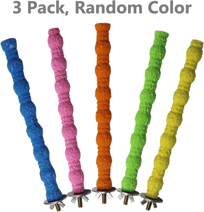 Kathson Bird Perch Parrot Stand Cage Accessories Natural Wooden Stick Paw Grinding Rough-surfaced Chew Toy for Cockatiels,Cockatoo,Lorikeet,Conure,Parakeet 3 Pack (Random Color) - Image 2
