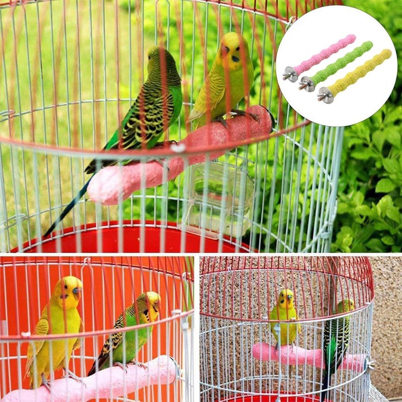 Kathson Bird Perch Parrot Stand Cage Accessories Natural Wooden Stick Paw Grinding Rough-surfaced Chew Toy for Cockatiels,Cockatoo,Lorikeet,Conure,Parakeet 3 Pack (Random Color) - Image 5