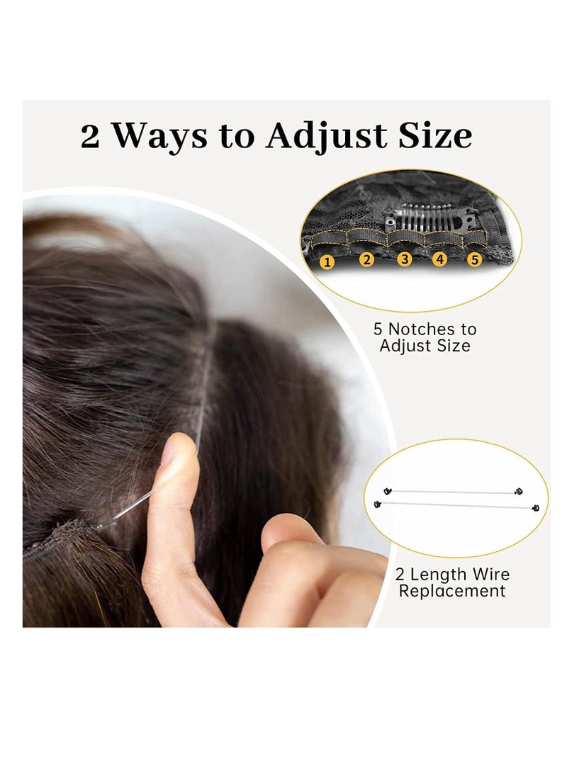 Loquat Invisible Wire Hair Extensions with Transparent Headband Adjustable Size 4 Secure Clips Long Wavy Secret Hairpiece 20 Inch Reddish Chocolate Brown for Women - Image 3