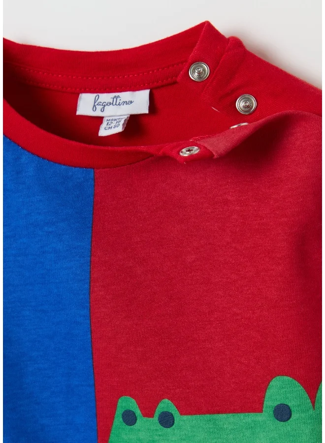 Ovs Long-sleeved colourblock T-shirt in organic cotton