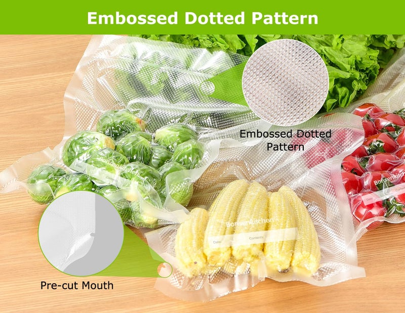 Bonsenkitchen Vacuum Sealer Bags, 20 Gallon 11" x 16"+ 80 Quart 8" x 12"+ 50 Pint 6" x 10", Commercial Grade, BPA Free, Food Sealer Bags for Vac Storage, Meal Prep or Sous Vide Cooking, VB15 - Image 4