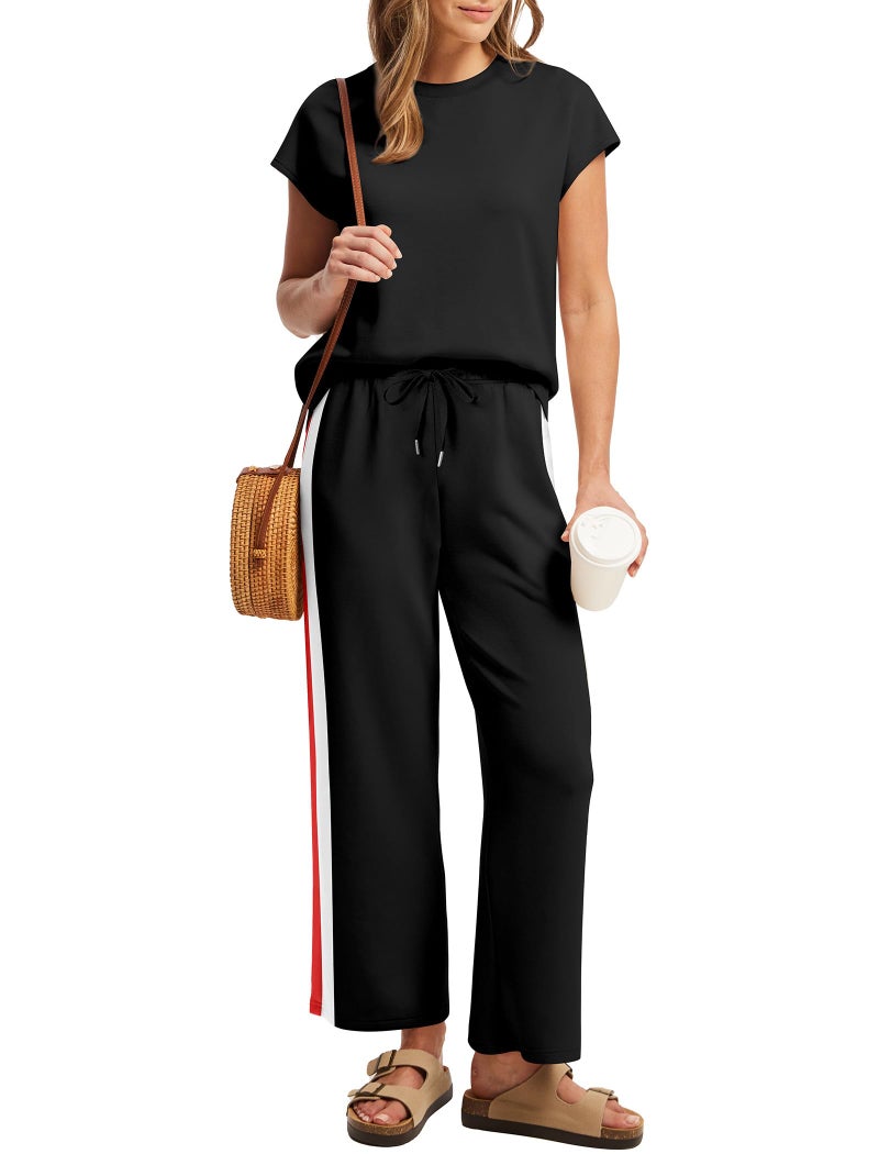 Sampeel Holiday Outfits for Women 2026 Business Casual Trendy 2 Piece Sets Lounge Sets Matching Set Women Clothing Workout Black S - Image 3