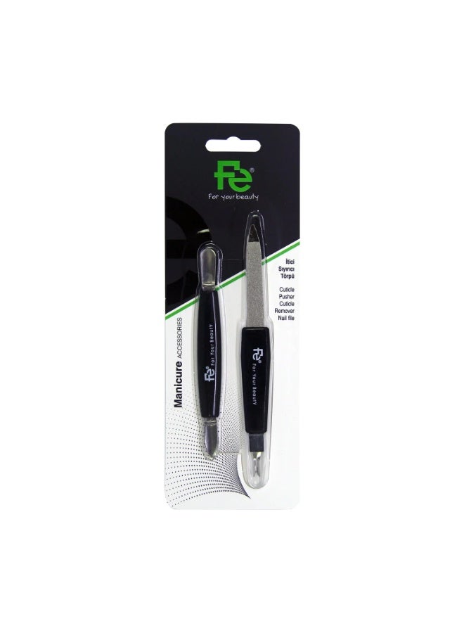 Fe Manicure Accessories set 2 nail files with cuticle remover