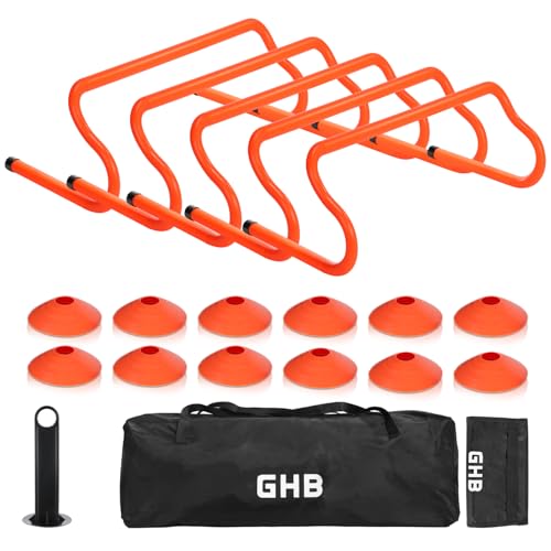 GHB Agility Hurdles 8 Speed Agility Training Hurdles Detachable Sturdy Hurdles Training Equipment Set with Carry Bag for KidsAthletesSoccerBasketball 17 Pack - Image 1