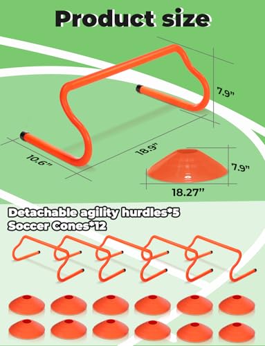 GHB Agility Hurdles 8 Speed Agility Training Hurdles Detachable Sturdy Hurdles Training Equipment Set with Carry Bag for KidsAthletesSoccerBasketball 17 Pack - Image 3
