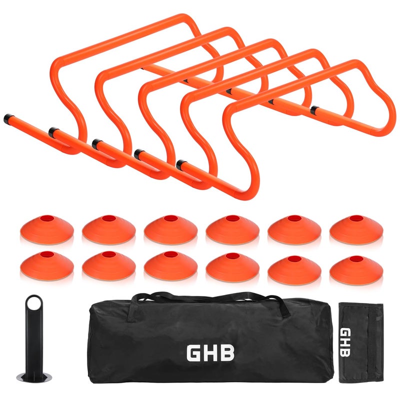 GHB Agility Hurdles 8 Speed Agility Training Hurdles Detachable Sturdy Hurdles Training Equipment Set with Carry Bag for KidsAthletesSoccerBasketball 17 Pack - Image 2