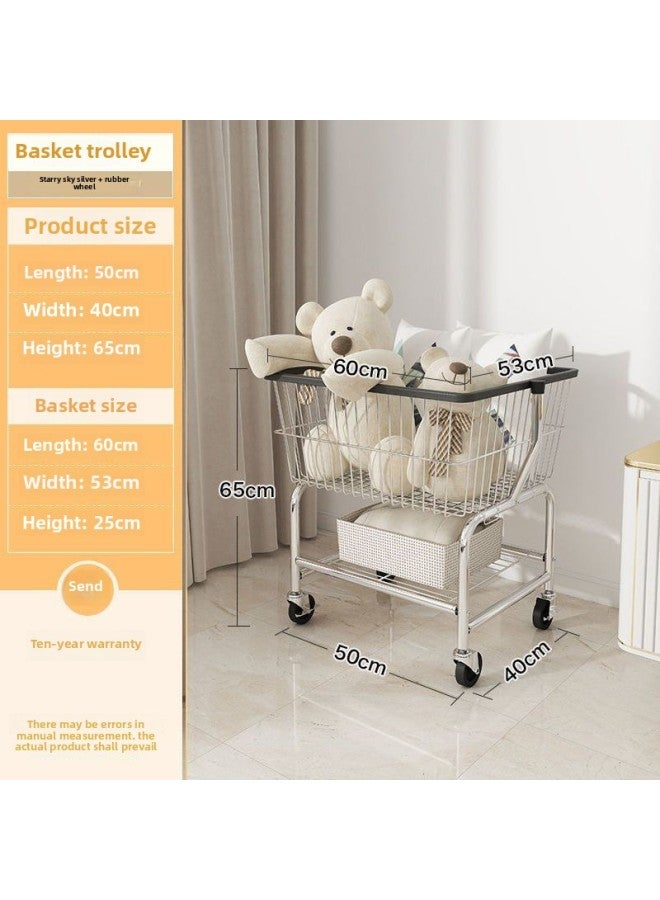 Mobile Display Hanger Floor Cart Clothing Store Display Rack Women's Special Shelf Shopping Cart Rack-Color: Storage Basket Clothes Basket  - Image 1
