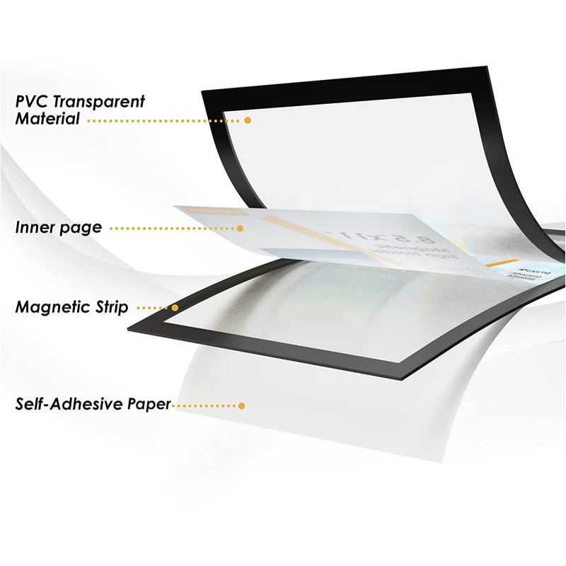 MaxGear Magnetic Sign Holder 8.5 x 11 Wall Mount, Self Adhesive Display Picture Frames with Strong Magnetic Border and Clear PVC, Document Poster Paper Holder for Home Office Store, 3 Pack - Image 5